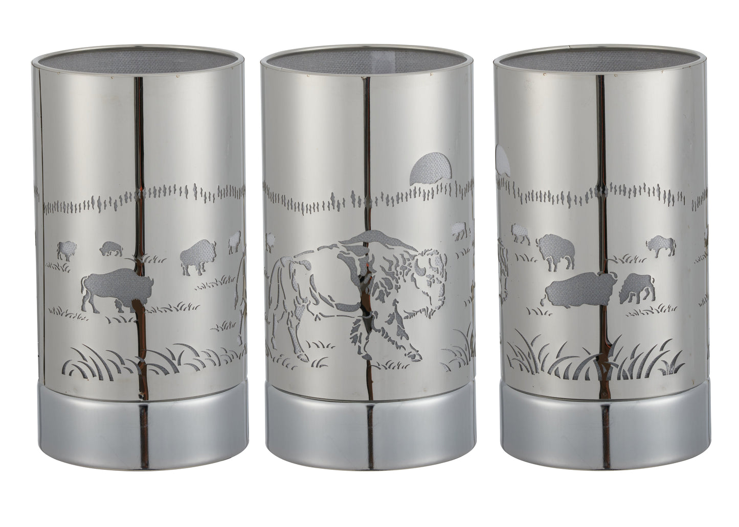 7" touch lamp-Fragrance Wax Melts Warmer -Electric Candle Essential Oil Burner-Metal Silver Bison Table Decor by Peterson Housewares & Artwares