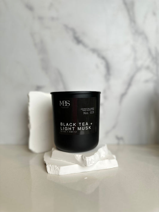 Black Tea & Light Musk Luxury 12oz Candle