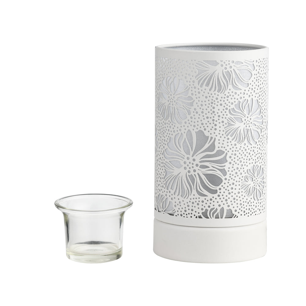 7" Touch lamp/Oil burner/Wax warmer-White Flower by Peterson Housewares & Artwares