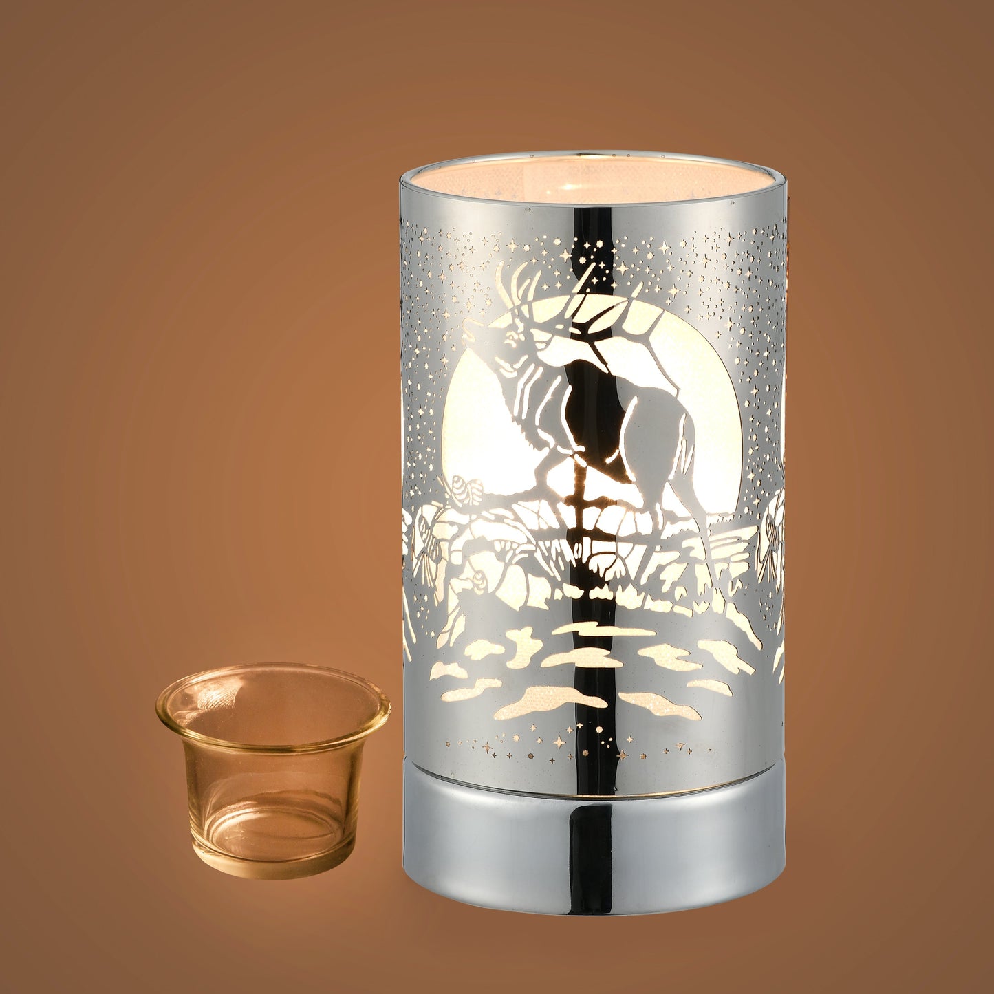 7" Touch lamp/Oil burner/Wax warmer- Silver Elk by Peterson Housewares & Artwares