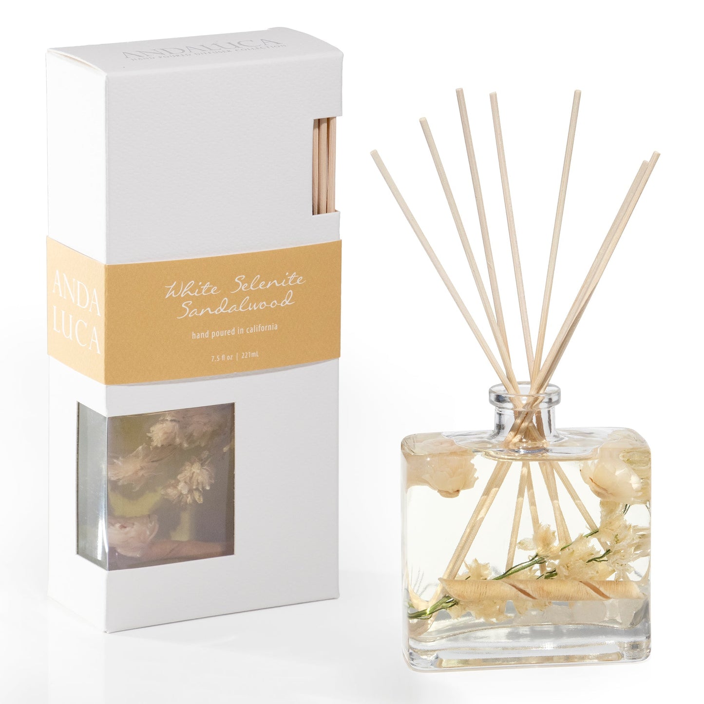 White Selenite & Sandalwood Reed Diffuser by Andaluca Home