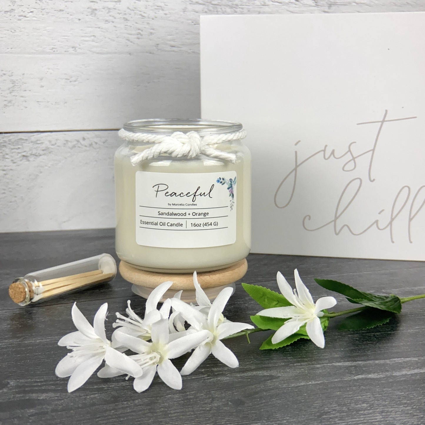 Peaceful Sandalwood + Orange Aromatherapy Candle